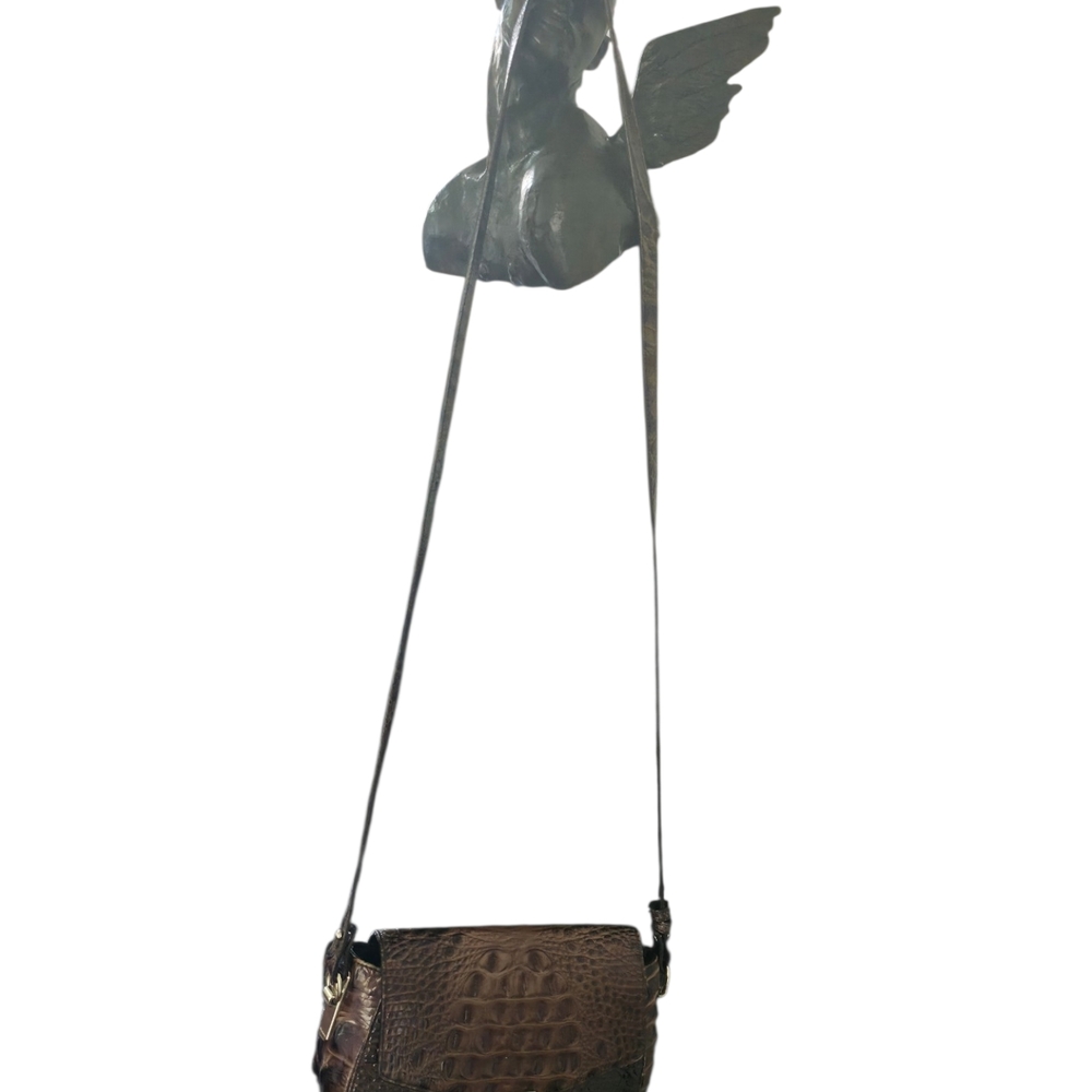 Brahmin Brown Croc-Embossed Leather Crossbody